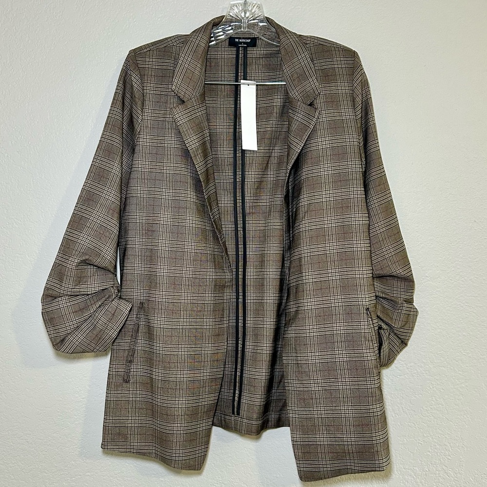 NWT The Workshop‎ Plaid Women's Blazer large academia career office fall